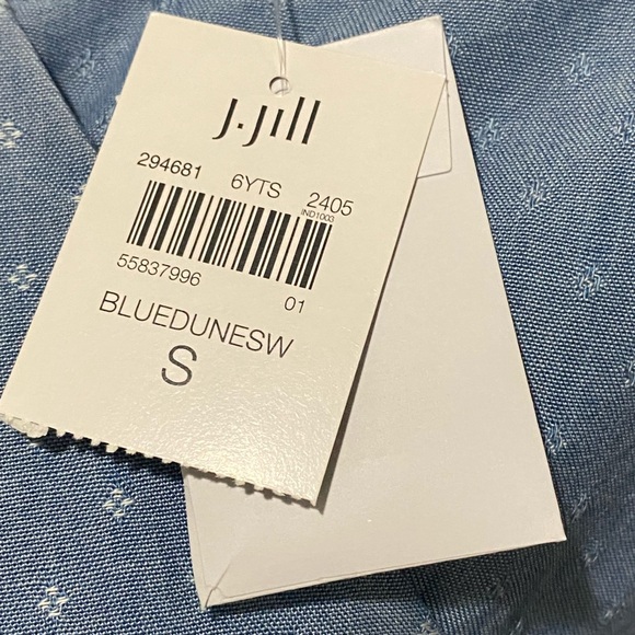 J. Jill Sleeveless Button Front Dress In Blue Dunes Wash Size Small - Picture 11 of 14